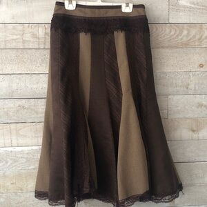 Nygard Collection A-line Patchwork lace trim long skirt